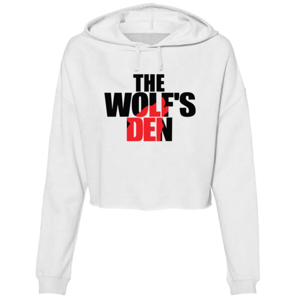 THE WOLF'S DEN LOGO - WOMEN'S LIGHTWEIGHT CROPPED HOODIE - WHITE Thumbnail