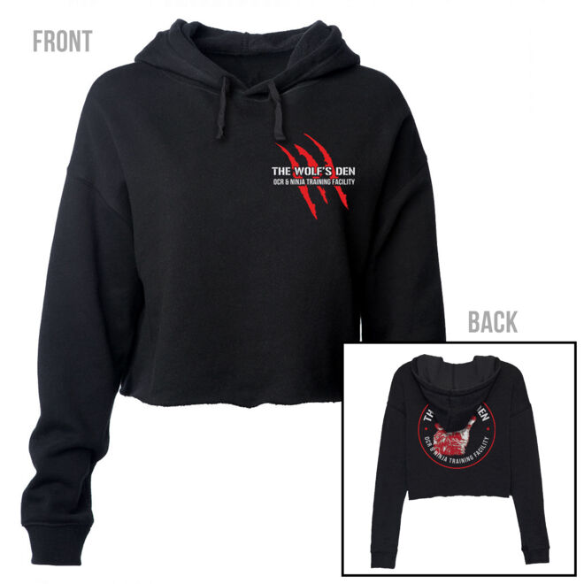 SCRATCHES FRONT & BACK - WOMEN'S PREMIUM CROPPED HOODIE - BLACK - 3T29QW Thumbnail