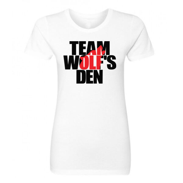 TEAM WOLF'S DEN LOGO - PREMIUM WOMEN'S FITTED T-SHIRT - WHITE - JM17BT Thumbnail