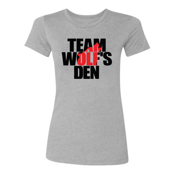 TEAM WOLF'S DEN LOGO - PREMIUM WOMEN'S FITTED T-SHIRT - LIGHT GRAY HEATHER - JM17BT Thumbnail
