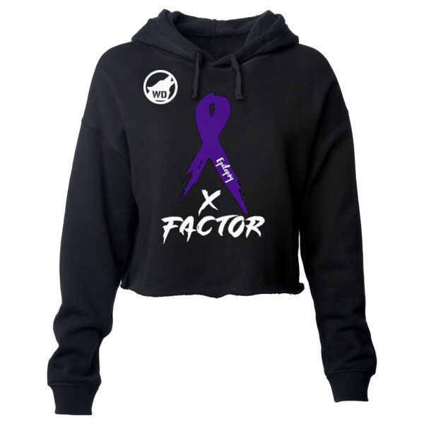 X-FACTOR - PREMIUM WOMEN'S CROPPED PULLOVER HOODIE - BLACK - D2A8F6 Thumbnail