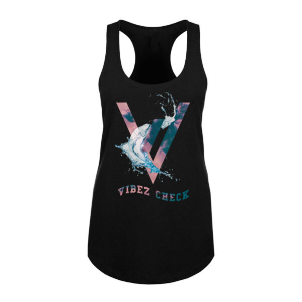 VIBEZ CHECK - PREMIUM WOMEN'S FITTED RACERBACK TANK TOP - BLACK - G5AMR3 Thumbnail
