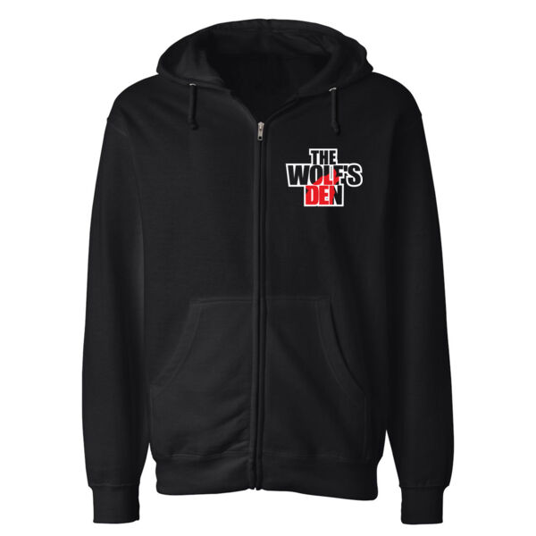 THE WOLF'S DEN LOGO - PREMIUM MEN'S ZIPPER HOODIE - BLACK - DTF-EU4SX1 Thumbnail