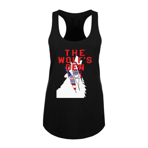 THE WOLF'S DEN - TRISTAN - PREMIUM WOMEN'S RACERBACK TANK TOP - BLACK - $W6SK7Z$ Thumbnail