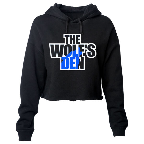 THE WOLF'S DEN LOGO - PREMIUM WOMEN'S CROP HOODIE - $JT2M51$ Thumbnail