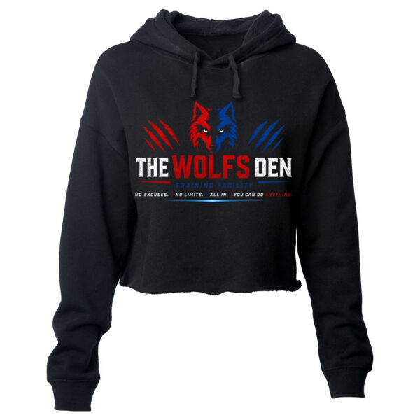 THE WOLF'S DEN TRAINING FACILITY - WOMENS' CROP HOODIE - $1V4U2Q$ Thumbnail